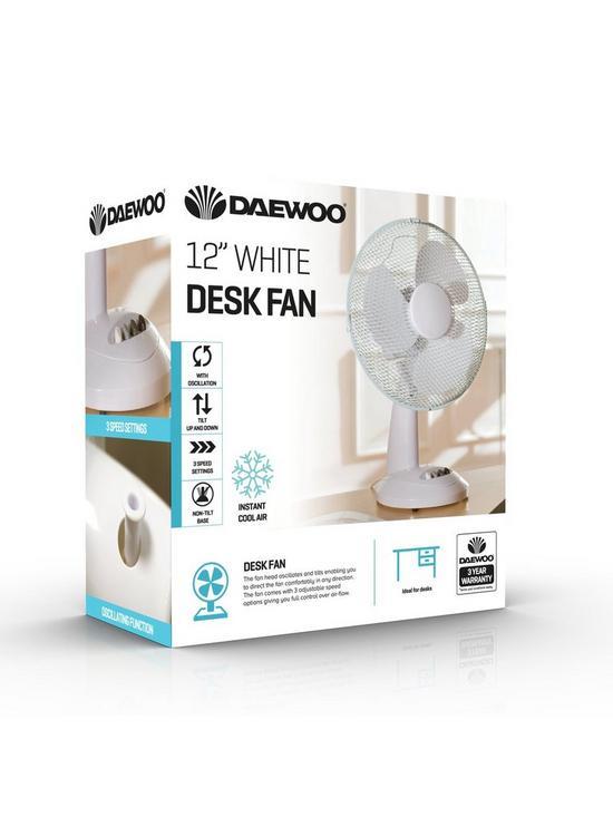 Daewoo 12" Desk Fan White - COL1567