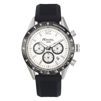 Ravel Mens Fashion Sports Multi 100m Water Resistant Chronograph Dated Rubber Strap Watch RPR-M Available Multi Colors