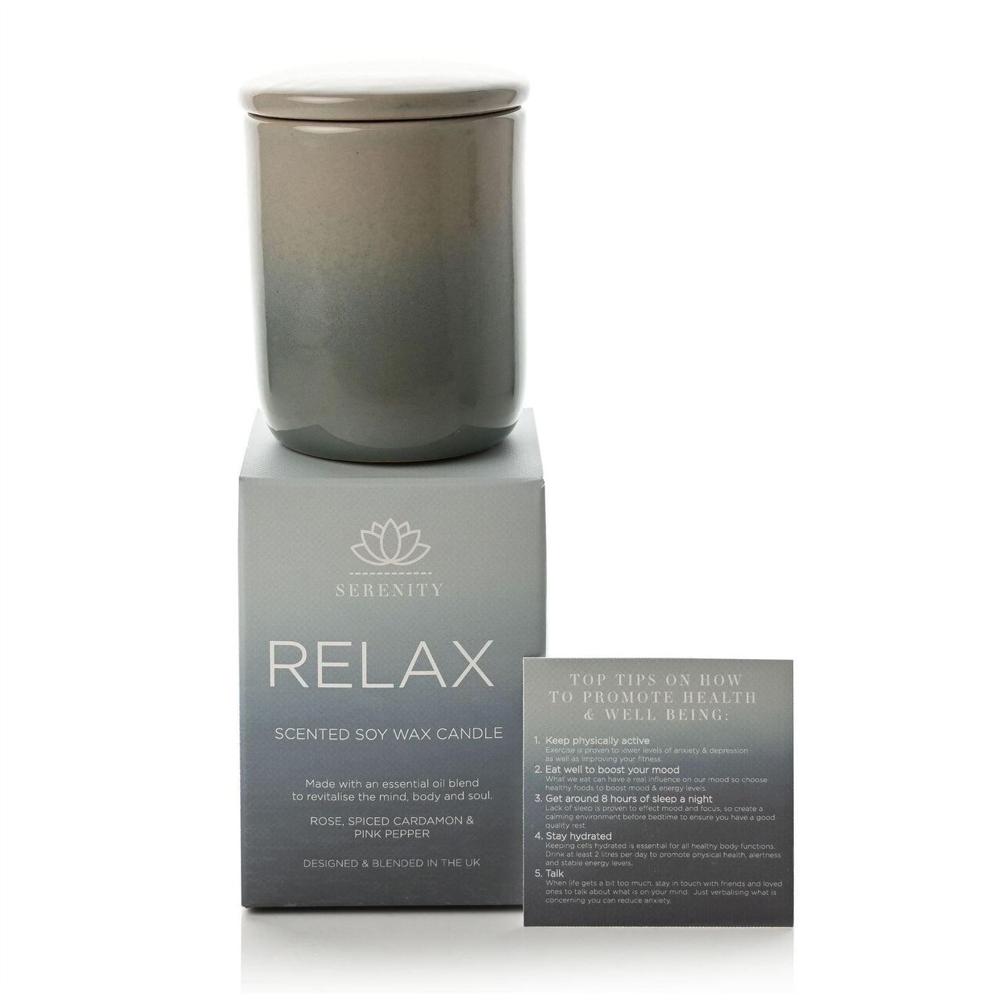 Serenity Relax Ceramic Candle 120g Rose & Pink Pepper