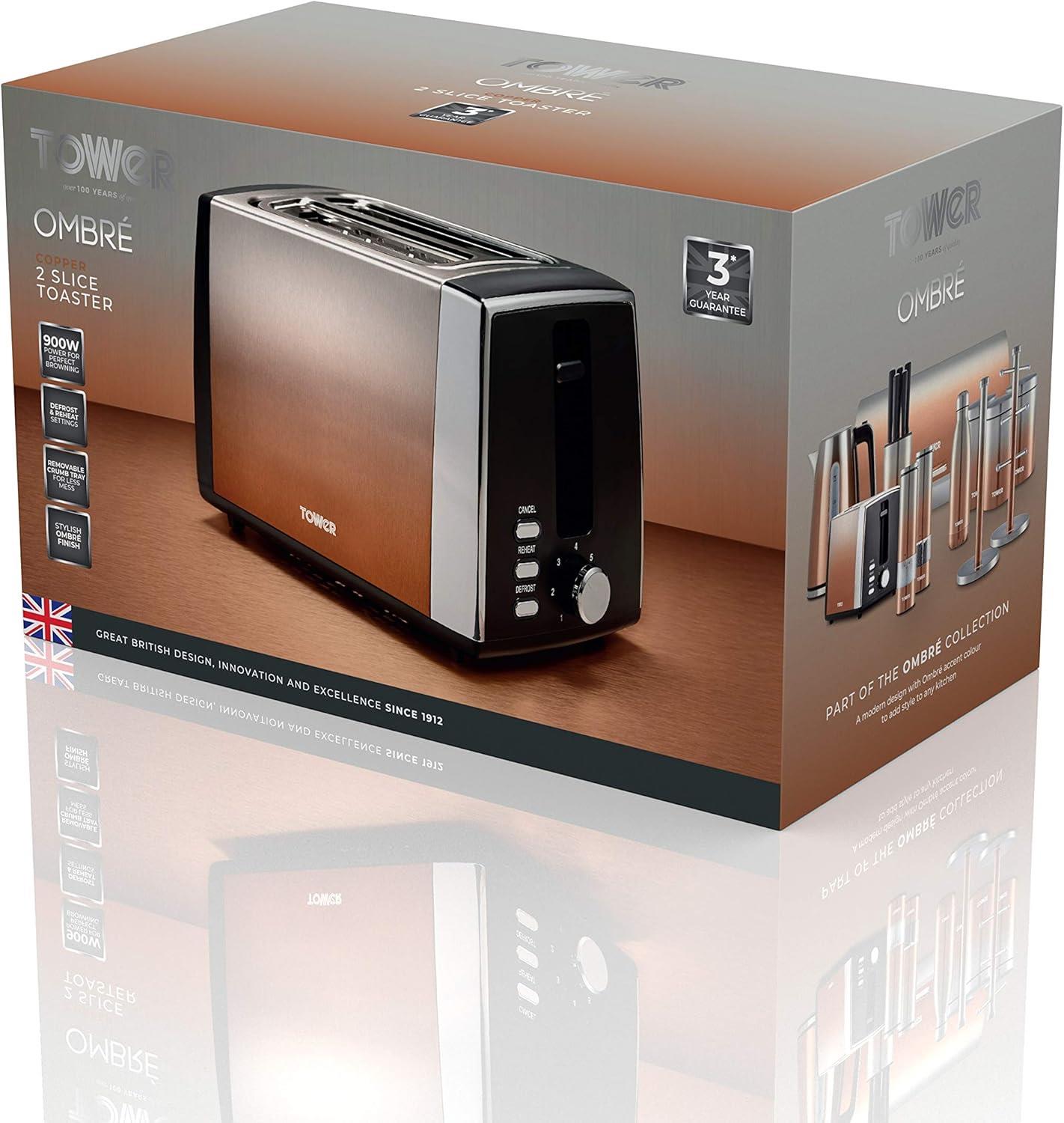 Tower Infinity Ombre 900W 2 Slice Toaster Copper