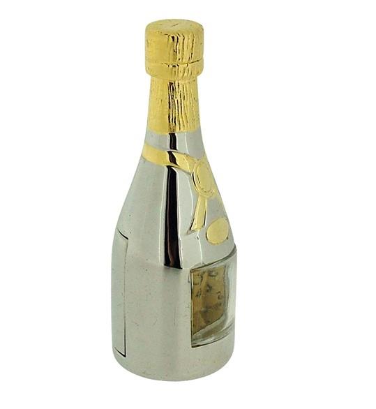 Miniature Clock Two tone Plated Champagne Bottle clock Solid Brass IMP1031- CLEARANCE NEEDS RE-BATTERY