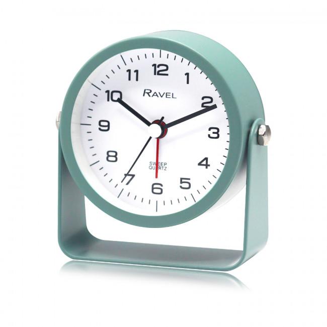 Ravel Bedside Round Metal Alarm Clock with Stand Green RC050 Available Multiple Colour