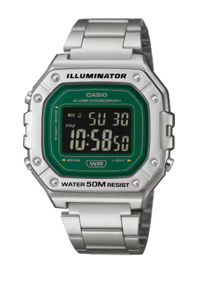 Casio Mens Illuminator Green face metal Watch