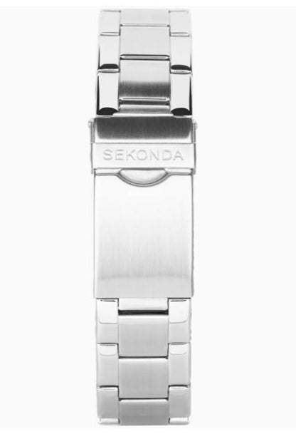 Sekonda Mens Basic Fashion Dated 43mm Black Dial Stainless Steel Bracelet Watch 30095