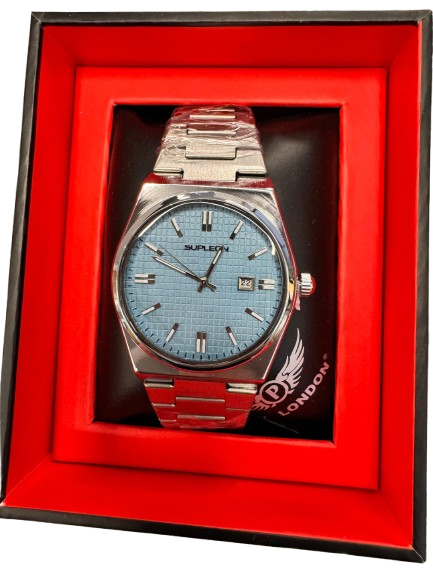 Men's Classic Stainless Steel Watch – Ice Blue Dial