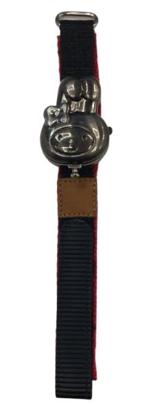 Rojas Children's Girls Boys Distinctive Selection Quartz Metal Folding Cover White Dial with Black/Red Velcro Strap Watch - CLEARANCE NEEDS RE-BATTERY