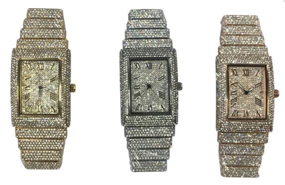 NY London Mens Bling Fashion Dated Rectangle Gold Dial Gold Bracelet Watch Available Multi Color