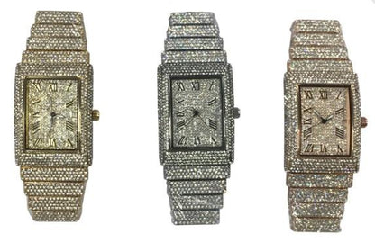 NY London Mens Bling Fashion Dated Rectangle Gold Dial Gold Bracelet Watch Available Multi Color