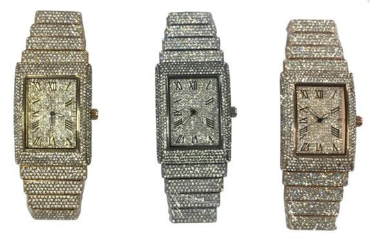 NY London Mens Bling Fashion Dated Rectangle Gold Dial Gold Bracelet Watch Available Multi Color