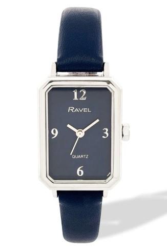 Ravel Ladies Fashion Rectangular Case Dial with Leather Strap Watch Available Multi colour