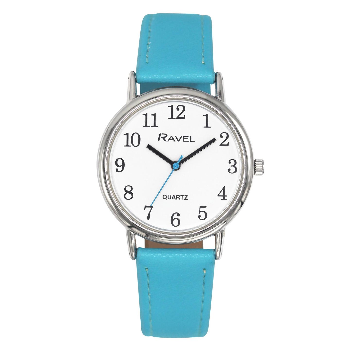 Ravel Ladies Classic White Dial Leather Strap Watch R0140 Available Multiple Colour