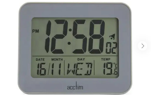 Acctim Otto Superbrite Digital Bedside Alarm Clock Grey