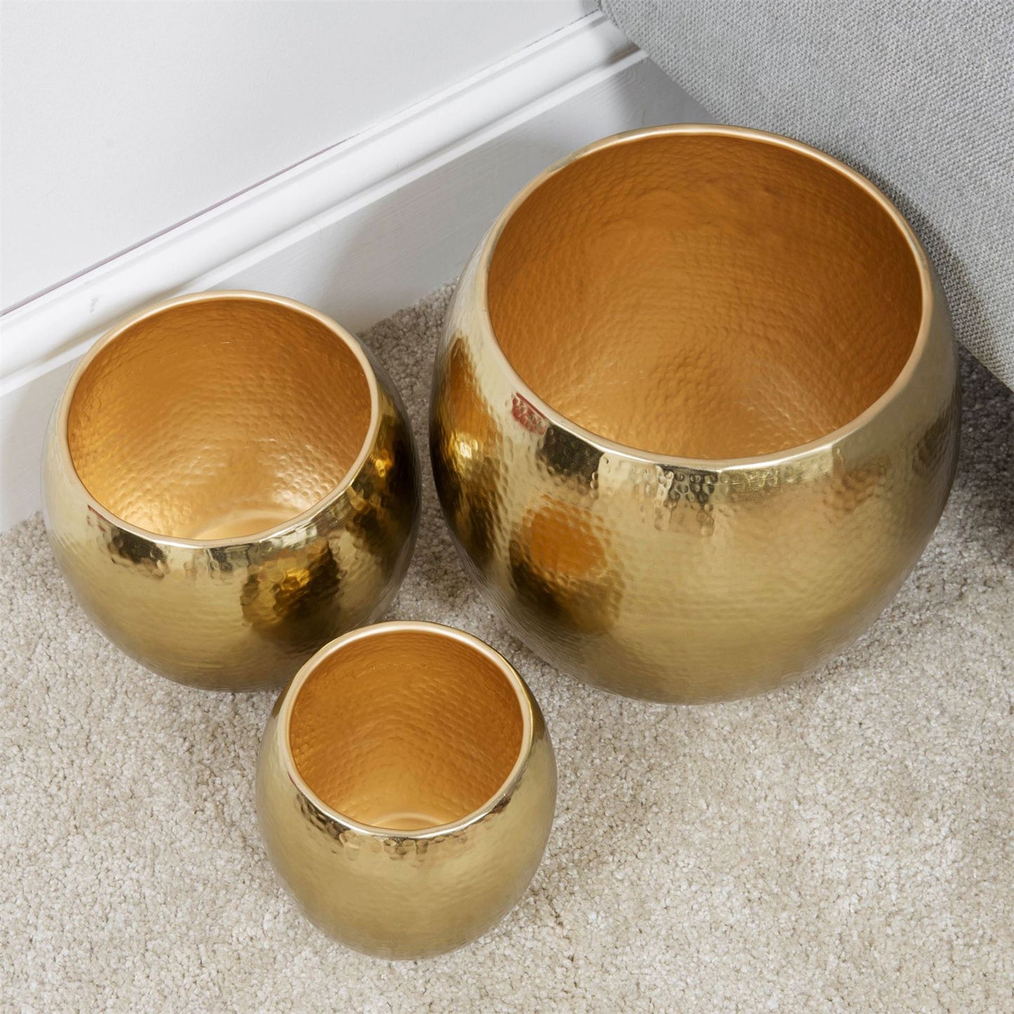 Hestia Set of 3 Gold Finish Metal Planters