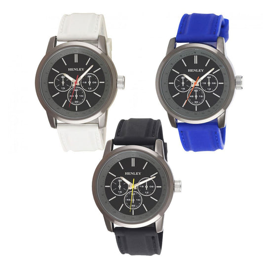 Henley Mens Sports Rubber Strap Watch H02178 Available Multiple Colour