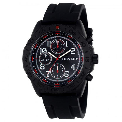 Henley Mens Fashion Multi Eye Black Dial With Sports Large Silicone Strap Watch H02218 Available Multiple Colour