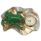Miniature Clock Frog On Lily Pad Solid Brass IMP442 - CLEARANCE NEEDS RE-BATTERY