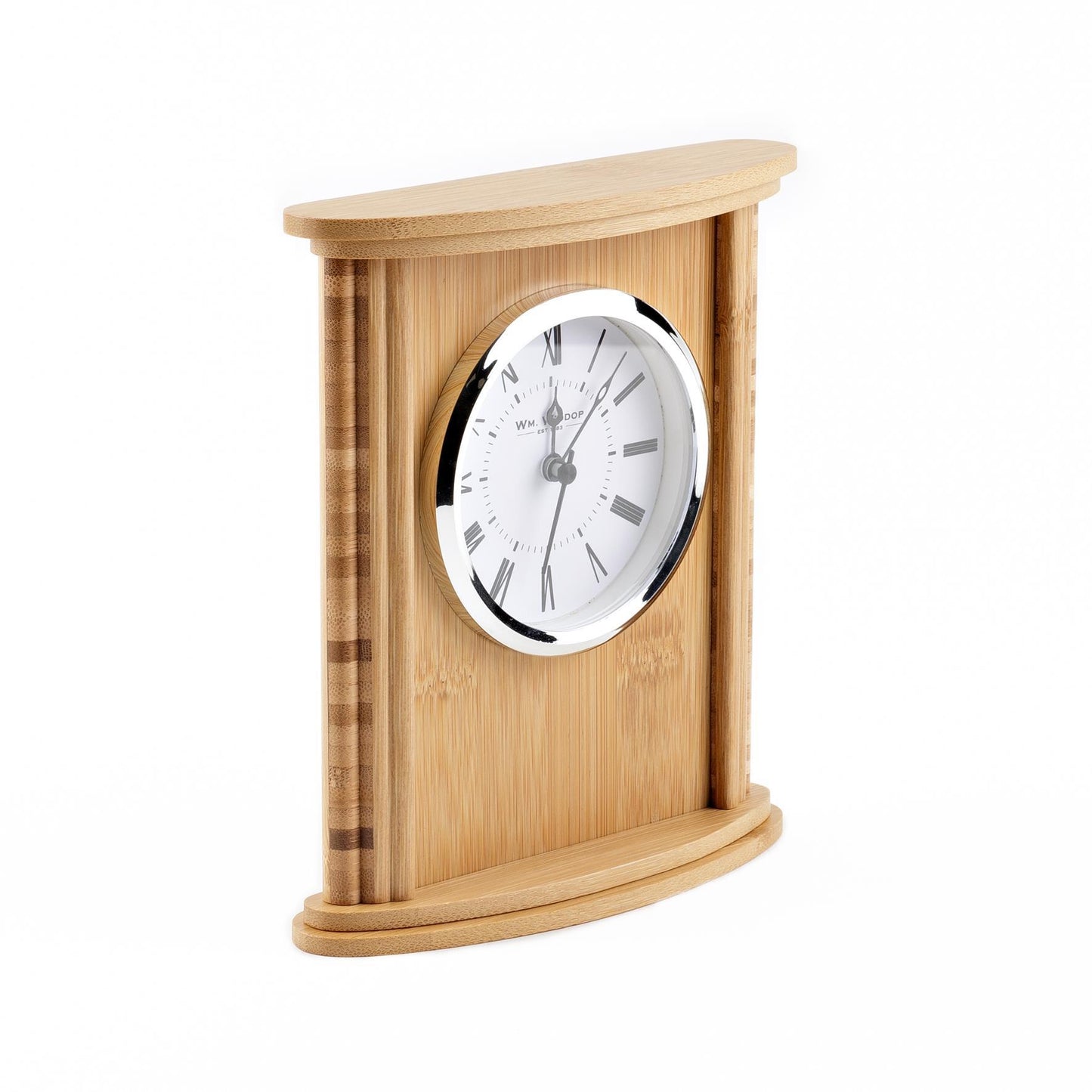 WILLIAM WIDDOP White Roman dial Bamboo Wood Mantle Clock W2909