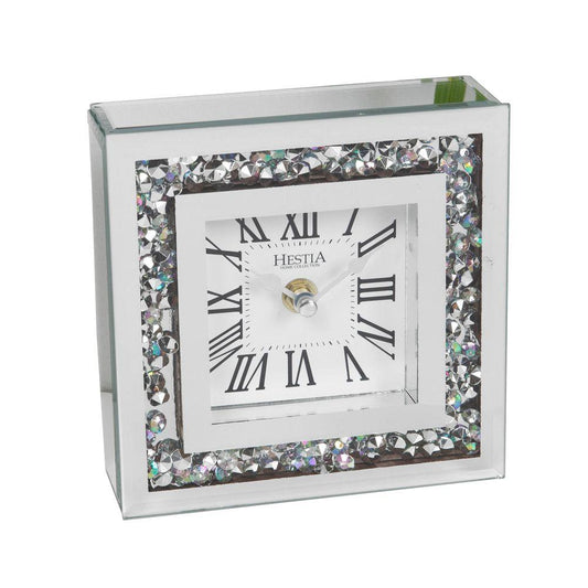Hestia Crystal Border 15cm Mantel Clock HE1289CK
