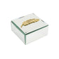 Hestia Mirrored Trinket Box with Golden Feather 12cm