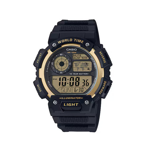 Casio Mens Silicone Black Chrono Timer Alarm Digital Watch AE-1400WH-9AVDF