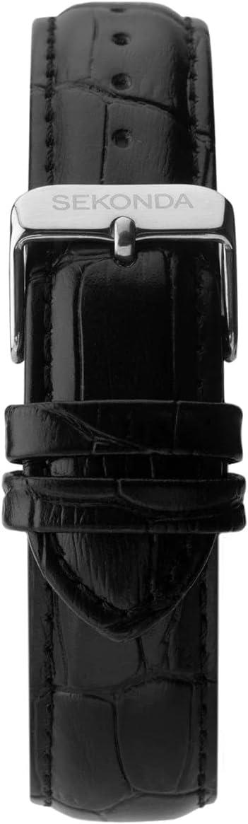 Sekonda mens Classic Black Leather Strap Watch 1705