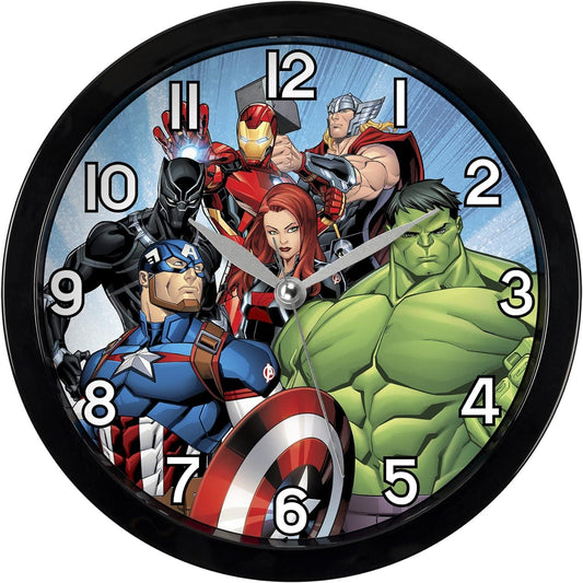 Marvel Avengers Childrens Black & Multicoloured Wall Clock AVG3661 25CM