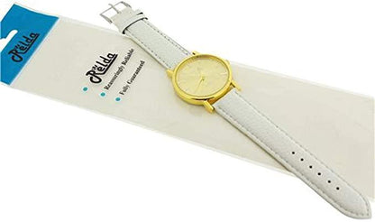 Relda Ladies Analogue Jumbo Gold tone Dial & Leather Strap With Buckle REL6 Available Multiple Colour - Needs Battery.