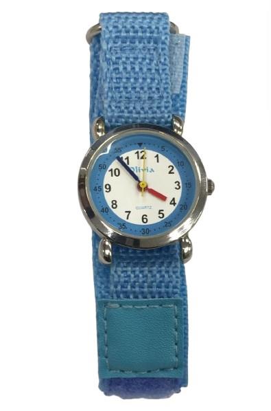 Olivia Children's Girls Analogue Quartz Time Teacher Watch with Blue Velcro Strap TOC151  - CLEARANCE NEEDS RE-BATTERY