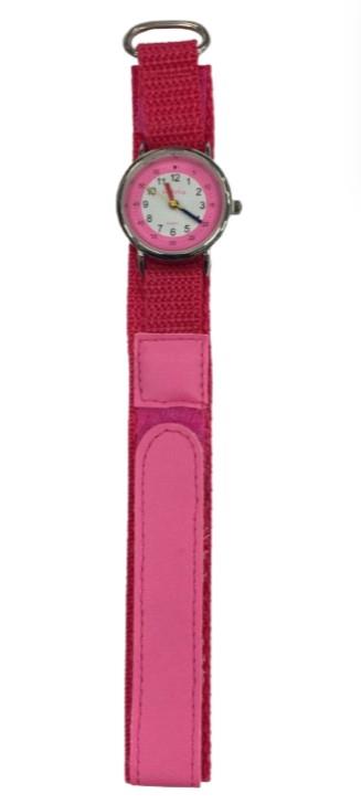 Olivia Children's Girls Analogue Quartz Time Teacher Watch with Pink Velcro Strap TOC152  - CLEARANCE NEEDS RE-BATTERY