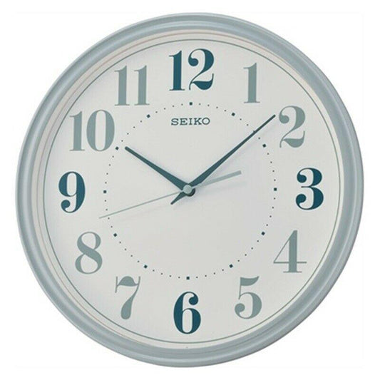 Seiko Decorator With Blue Numbers Wall Clock Matt Grey QXA740N