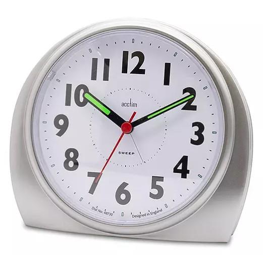 Acctim Jefferson Silent Sweep, Crescendo and Light features Bedside Alarm Clock 1648 Available in Multi Colour