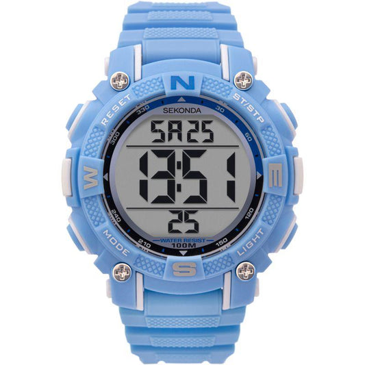 Sekonda Mens Chronograph Digital Blue Rubber/Plastic Strap Watch