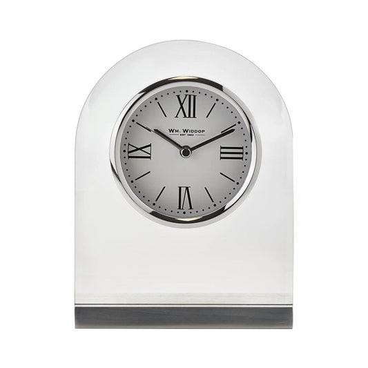 Wm.Widdop Arched Glass Mantel Clock Roman Dial