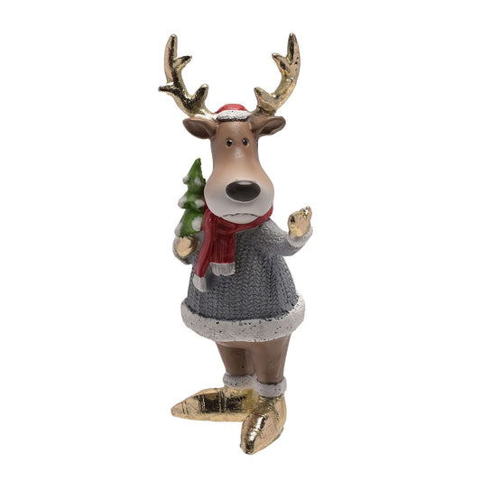 Reindeer With Christmas Tree Figurine