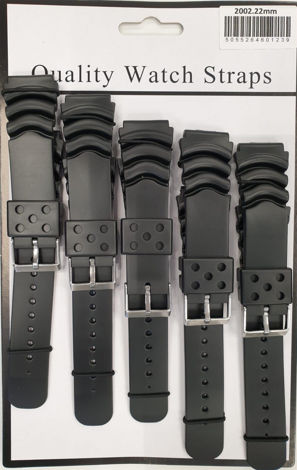 2002 Heavy Duty PU Watch Straps 5PKS Available Sizes 18mm To 24mm