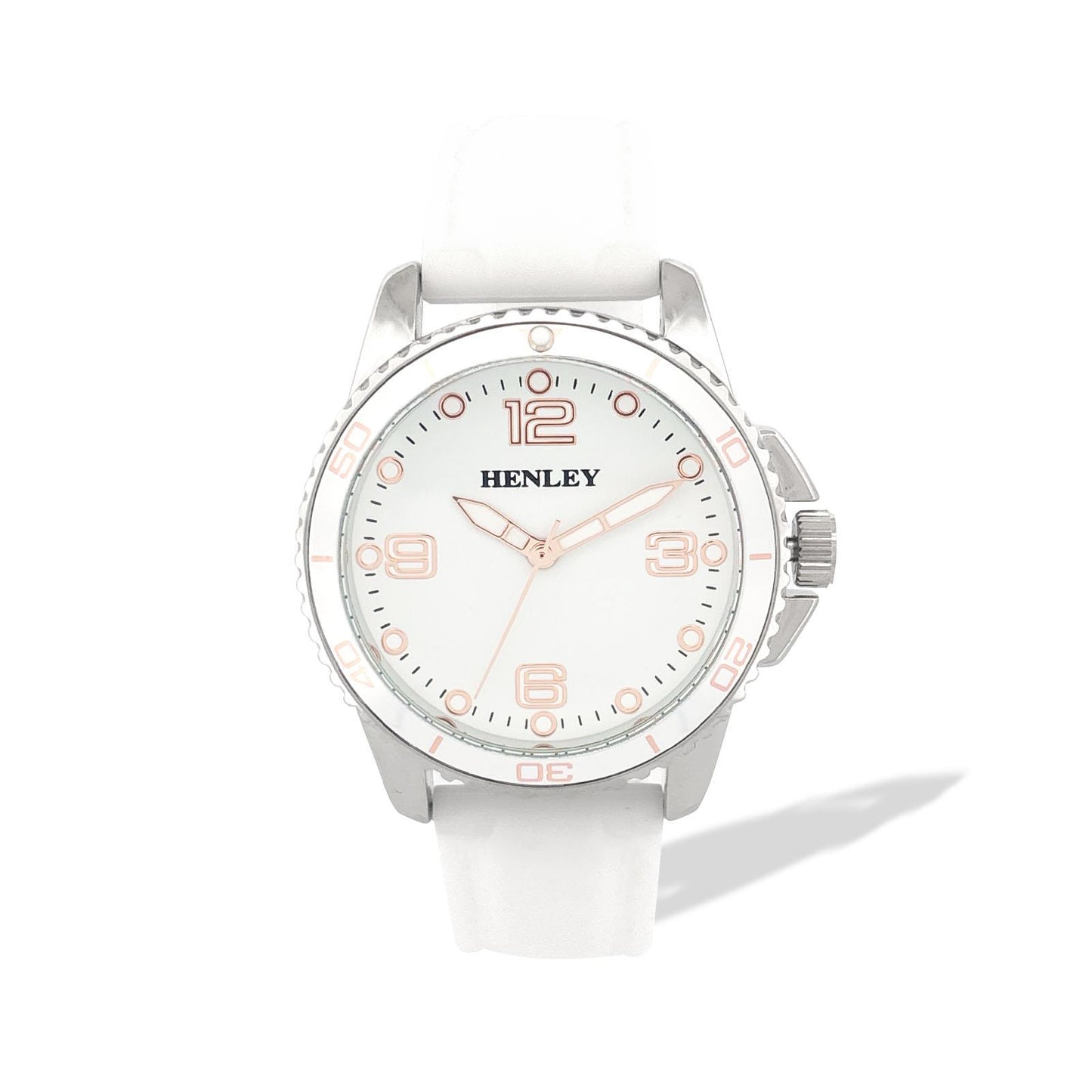 Henley Womens Chiselled Sports Silicone Watch - Pink/White/Black/Taupe