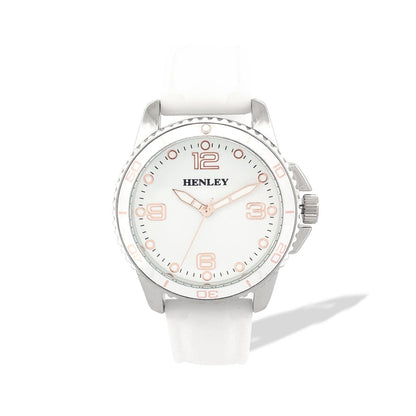 Henley Womens Chiselled Sports Silicone Watch - Pink/White/Black/Taupe