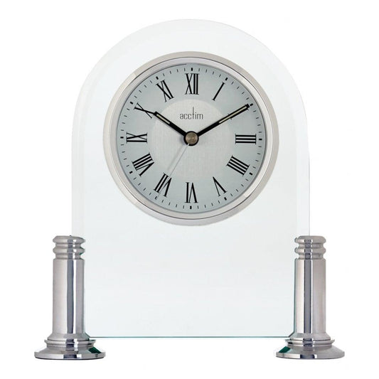 Acctim Bewdley Silver Finish & Glass Quartz Battery Mantel Clock 36427