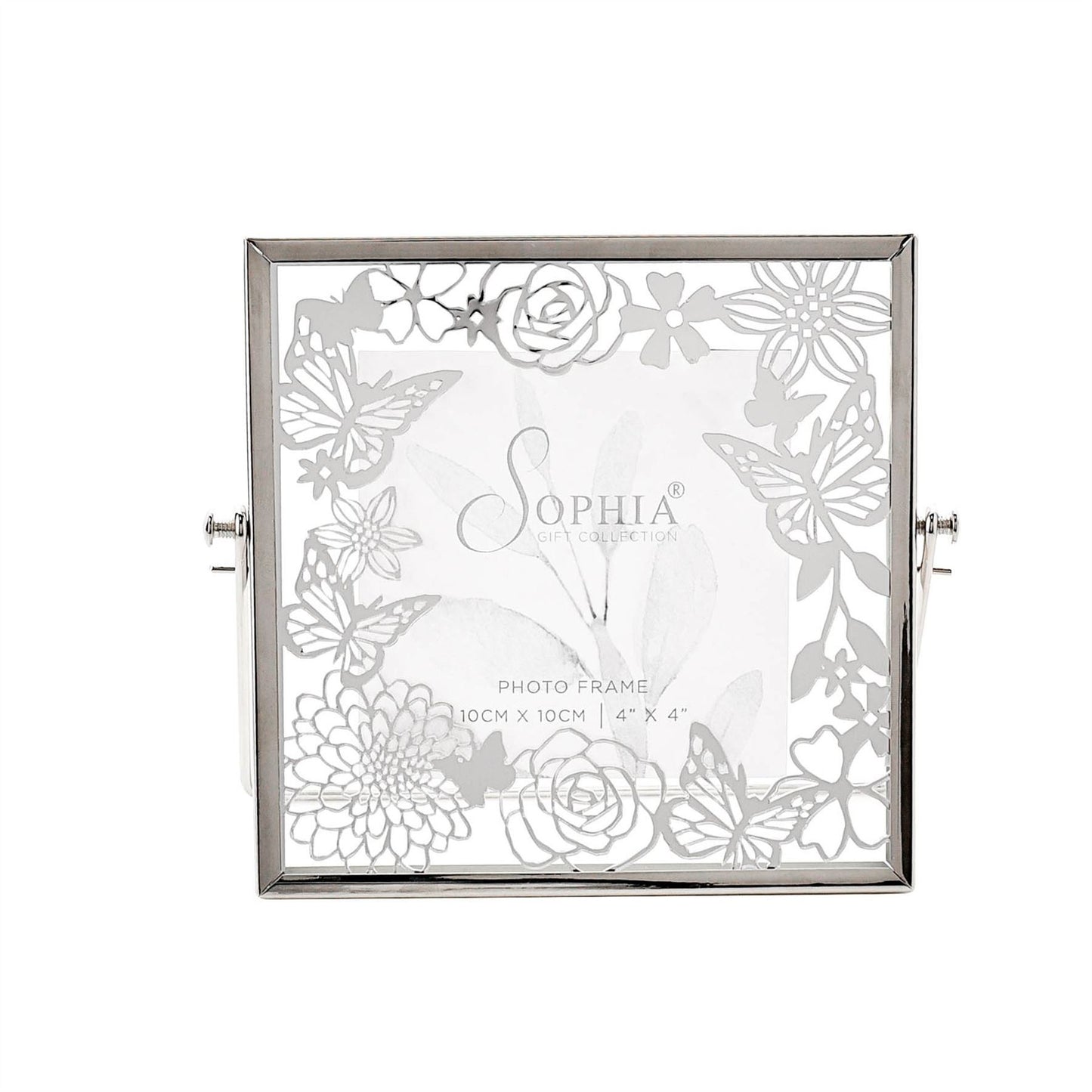 Sophia Mirrored Floral Pattern Photo Frame 4" x 4"