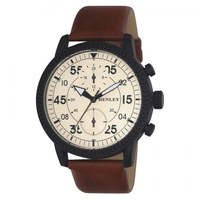 Henley Mens Bold Textured sports Leather Strap Watch H02212 Available Multiple Colour