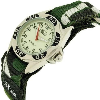 Relda Chilrens Boy Nite-Glo Luminous Dial Camouflage Army Easy Fasten Watch Available Multiple Colour  - CLEARANCE NEEDS RE-BATTERY