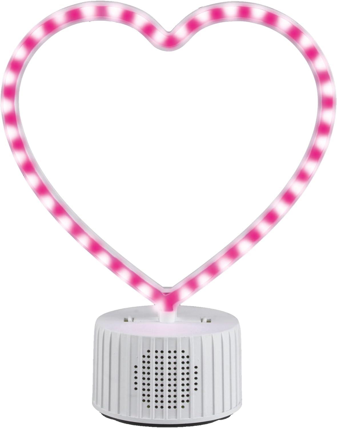 Intempo Bluetooth Speaker LED Heart Portable USB Charging Neon Pink with Cable