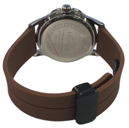Heryi Rubber Gents Fashion Quartz Date Brown Dial Brown Rubber Magnetic Strap Watch
