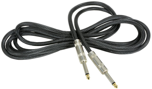 Classic Retro Braided Guitar Leads 6.3mm Mono Jack Plug - 6.3mm Mono Jack Plug Black 3.0m