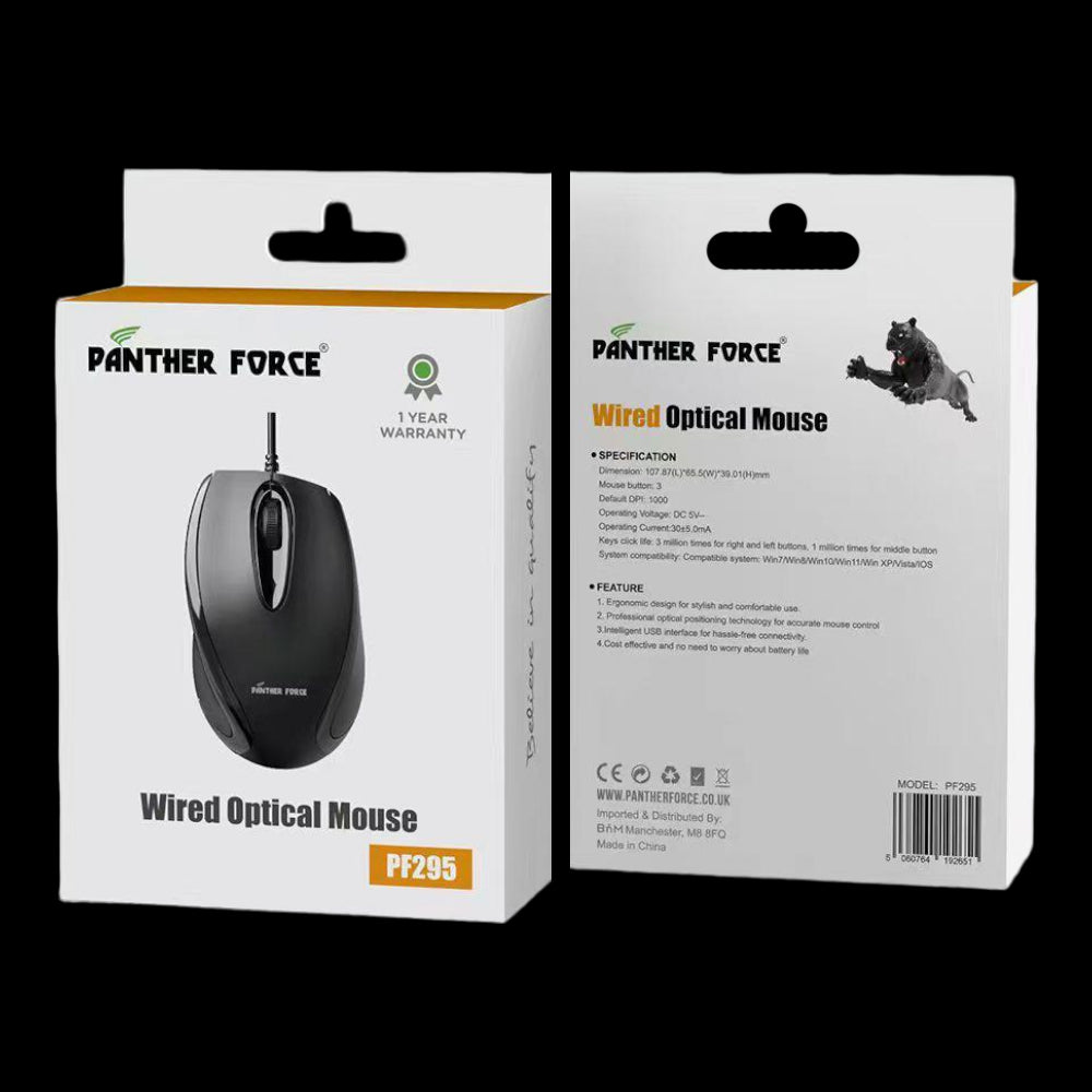 Panther Force Wired Optical Mouse Black/White - PF295