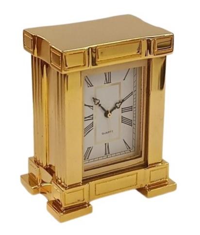 Miniature Clock Rectangle French Mantel Gold Polished Solid Brass IMP38 - CLEARANCE NEEDS RE-BATTERY