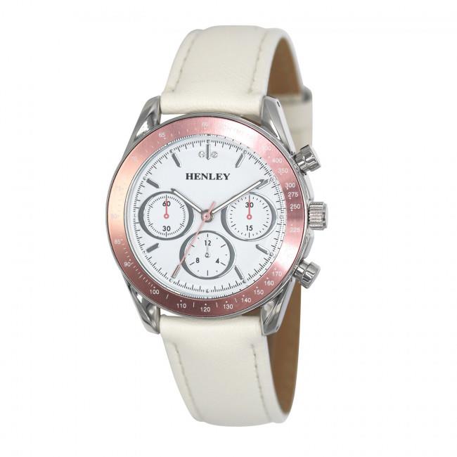 Henley Ladies Round sporty white dial Leather Strap Watch H06183 Available Multiple Colour