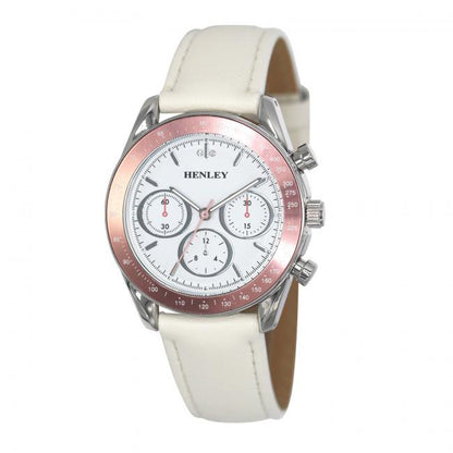 Henley Ladies Fashion Round sporty white dial Leather Strap Watch H06183 Available Multiple Colour