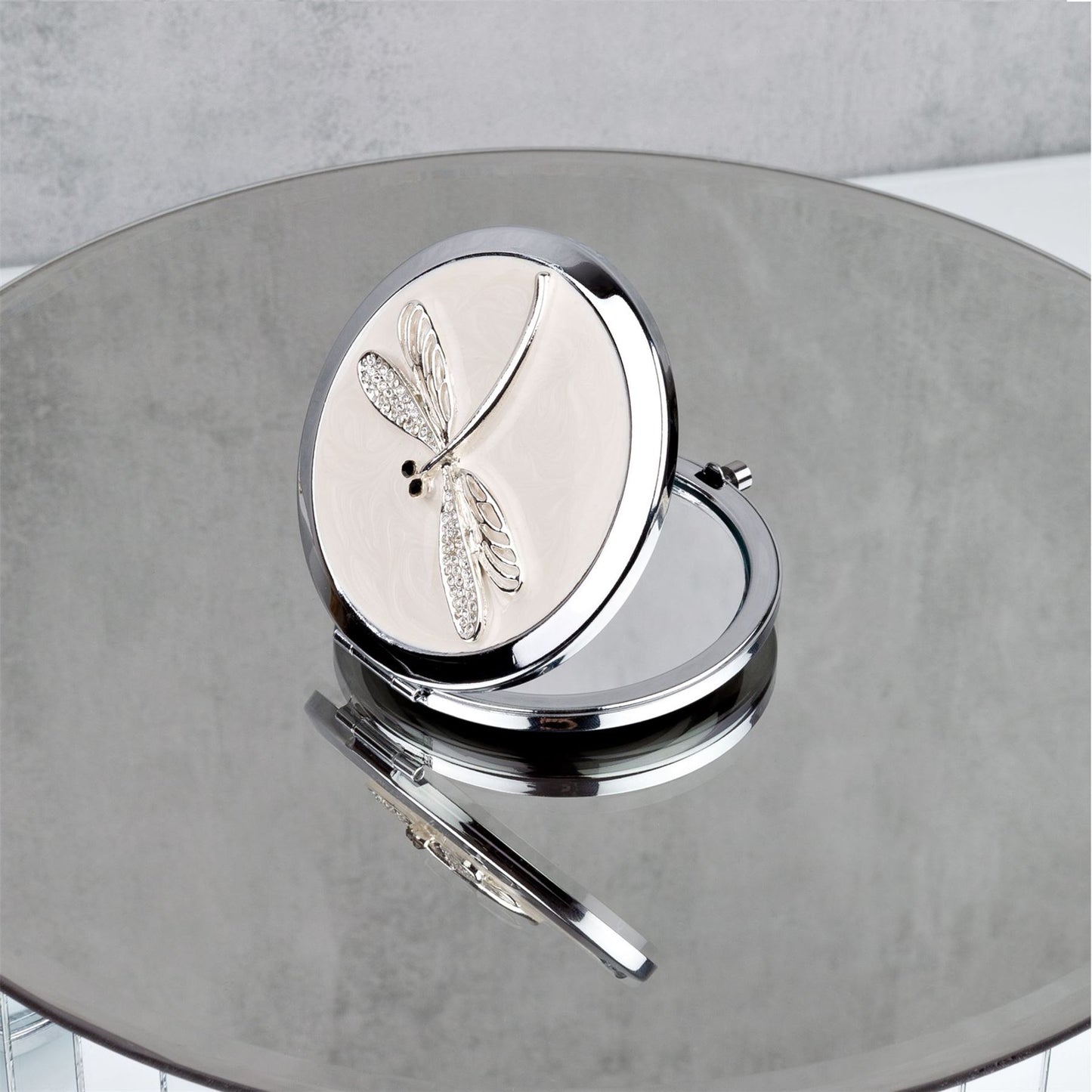 Sophia Silverplate Nude Dragonfly Compact Mirror