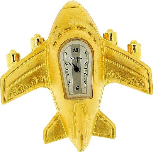 Miniature Clock Gold Aeroplane Solid Brass IMP1015G - CLEARANCE NEEDS RE-BATTERY